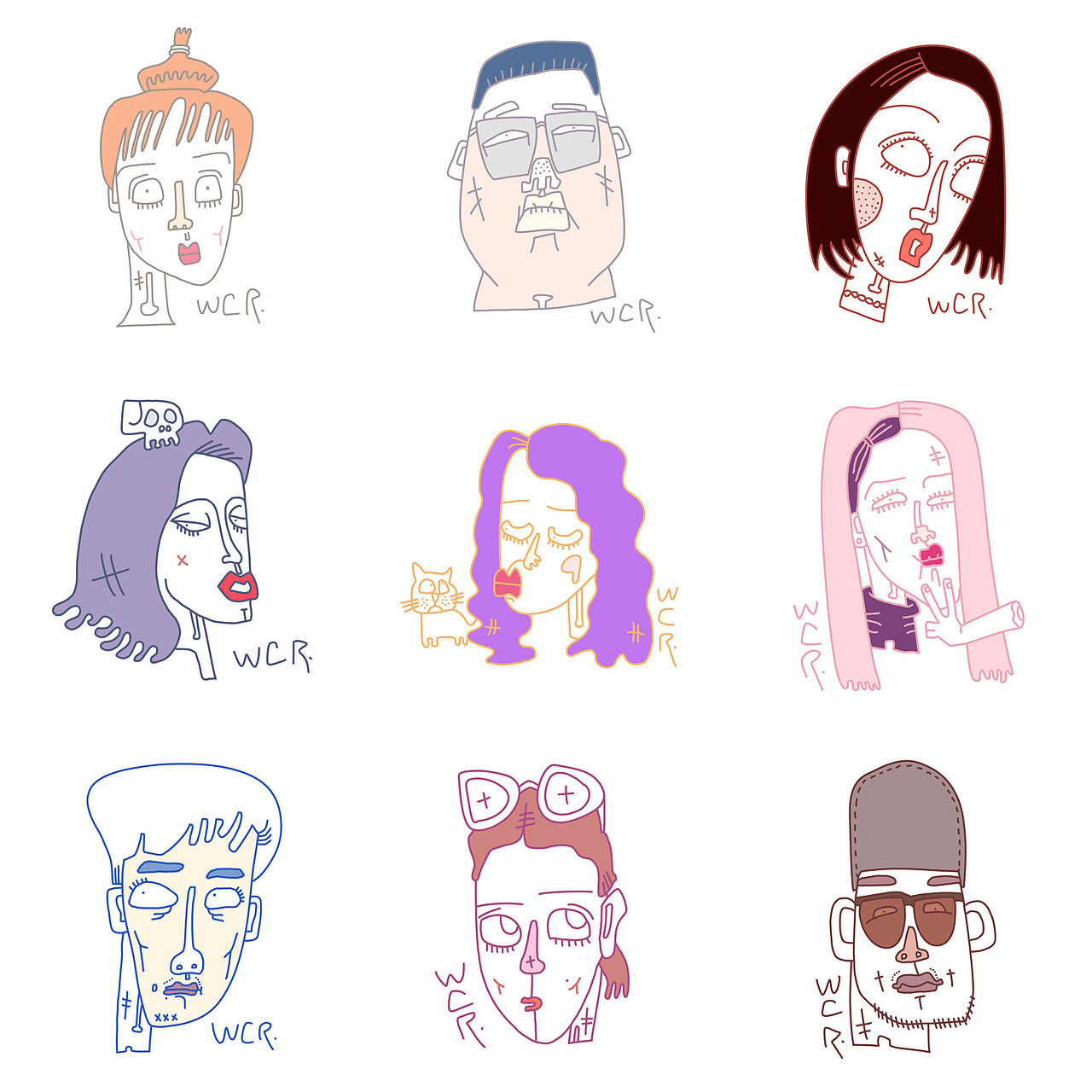 FaceDoodle/怪相涂鸦/丑叔WCR（图ZMTk3ODkxMjQ0） - 新锐潮流插画 - 站酷设计师王晨睿原创素材 - 站酷ZCOOL