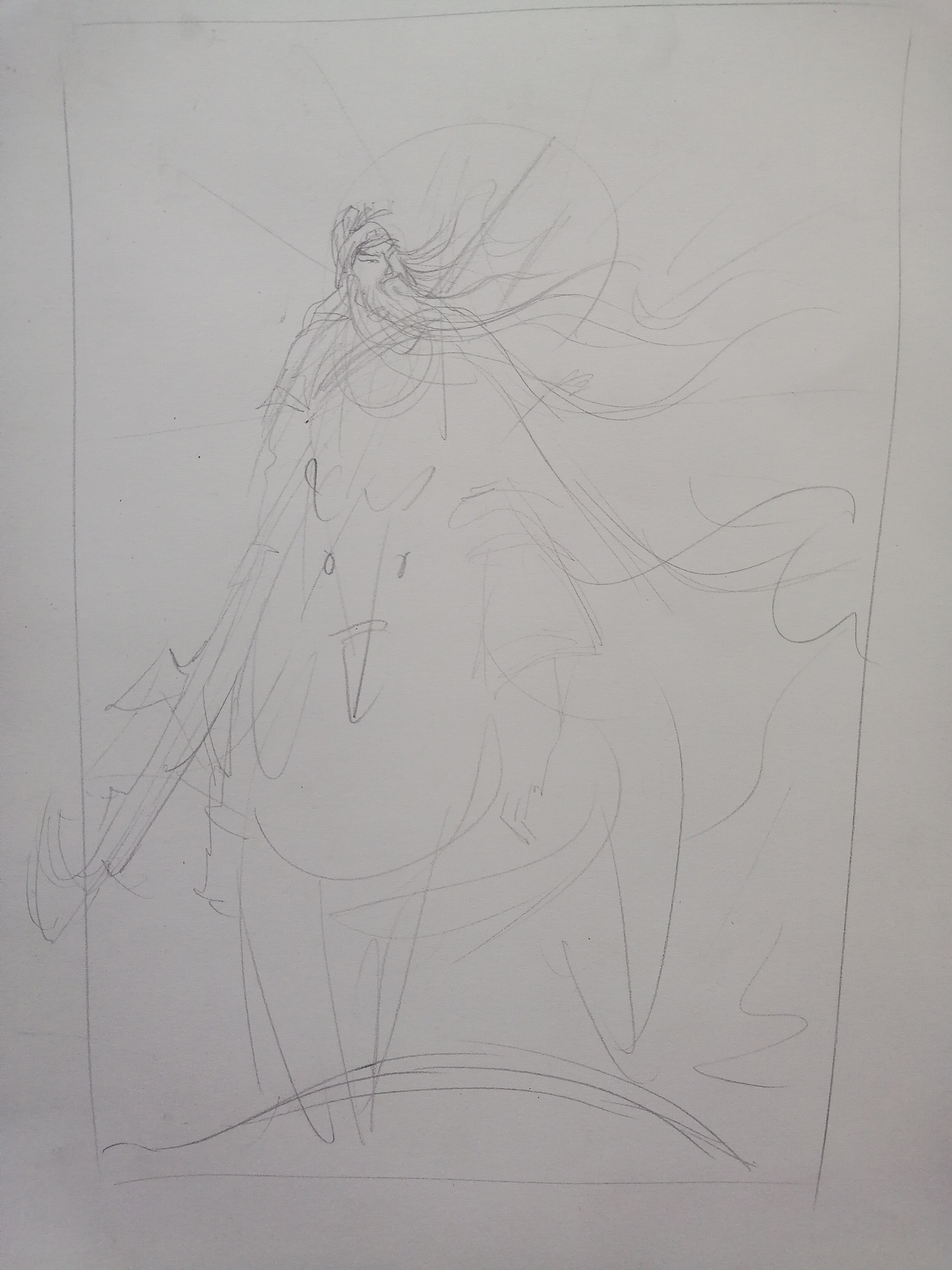 手绘线描插画设计关公关羽【塑新社潘纪坤】