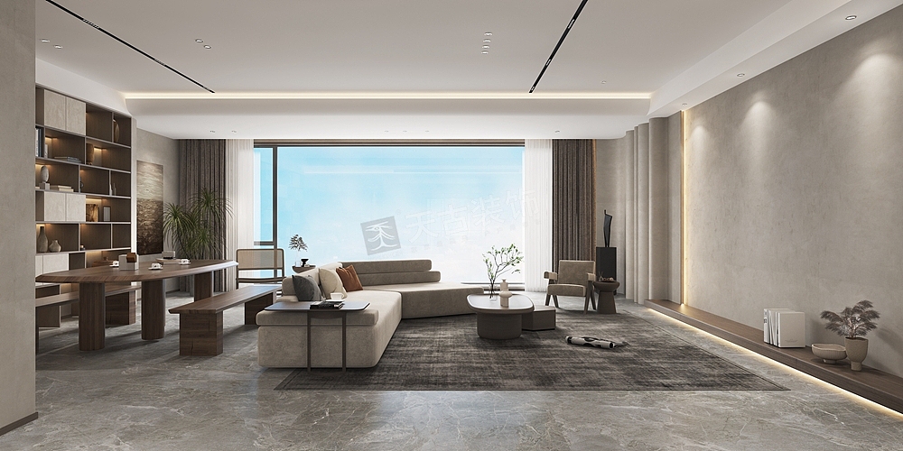 约克郡悦水岸大平层装修,现代极简风格设计,天古装饰