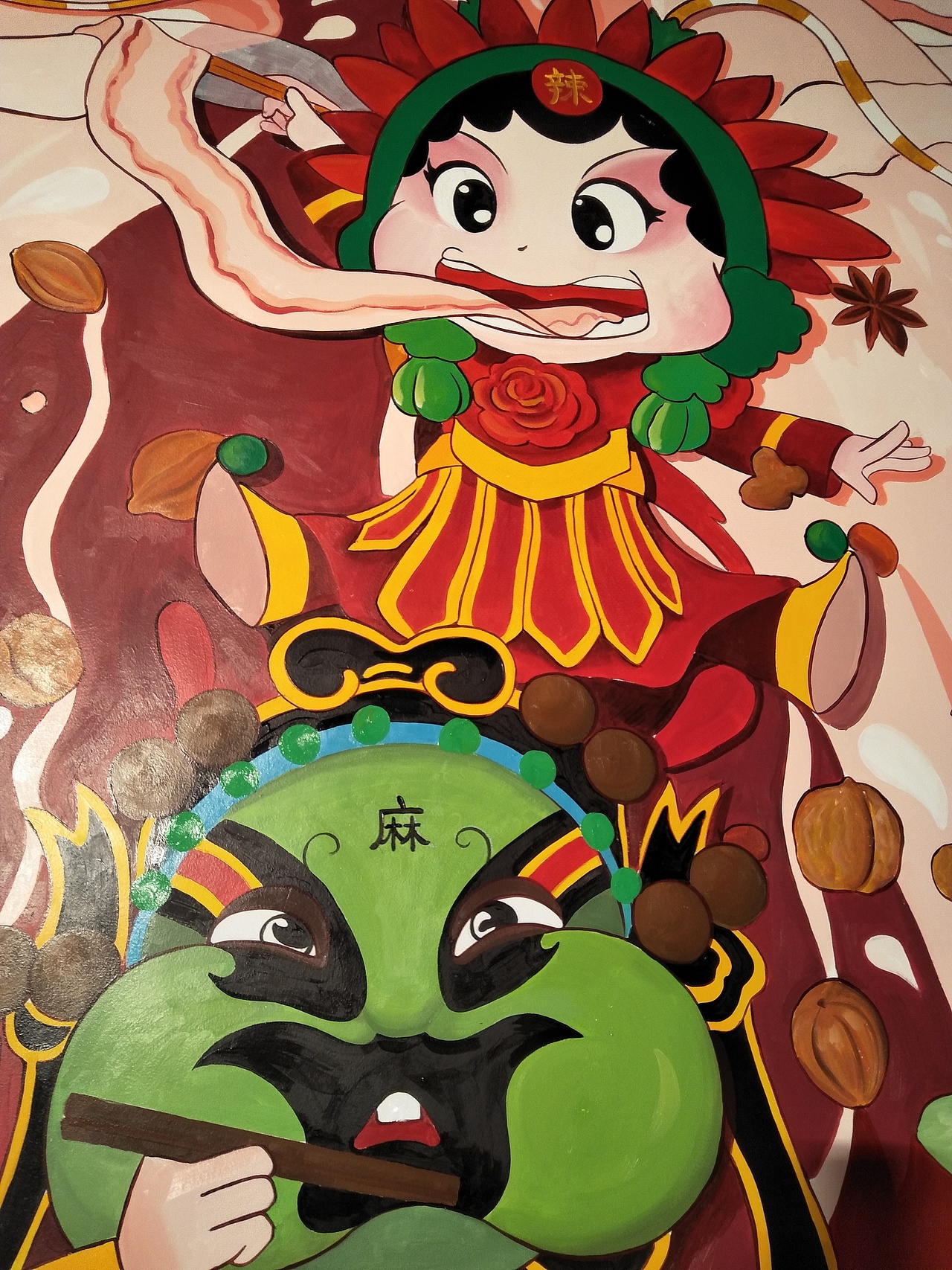 麻辣英雄火锅店墙体彩绘（图ZMTUyOTkwMzYw） - 新锐潮流插画 - 站酷设计师画里的斑驳时光原创素材 - 站酷ZCOOL
