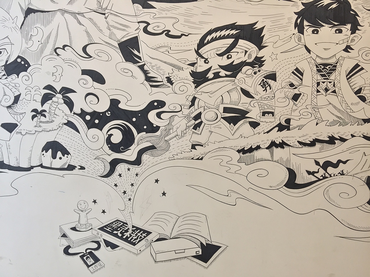 给成都游戏公司墨灵科技做的漫画墙绘（图ZMzAwODkyNzI=） - 新锐潮流插画 - 站酷设计师jameslee1987原创素材 - 站酷ZCOOL