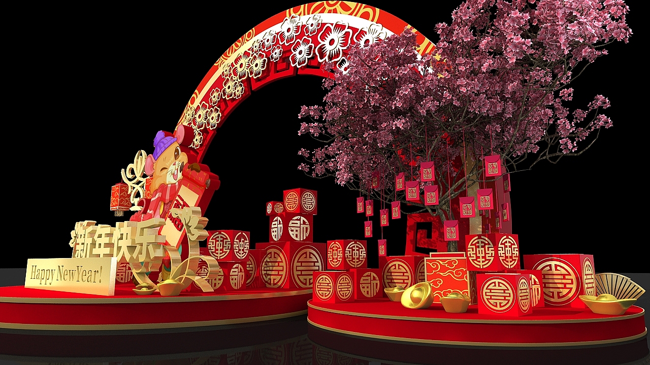 新年美陈（图ZMTg4Njg1MjUy） - 展陈设计 - 站酷设计师皮卡丘TANG原创素材 - 站酷ZCOOL