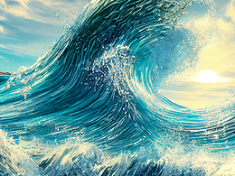 #AI创作实验室#阳光，蓝蓝的天空，海浪翻滚
