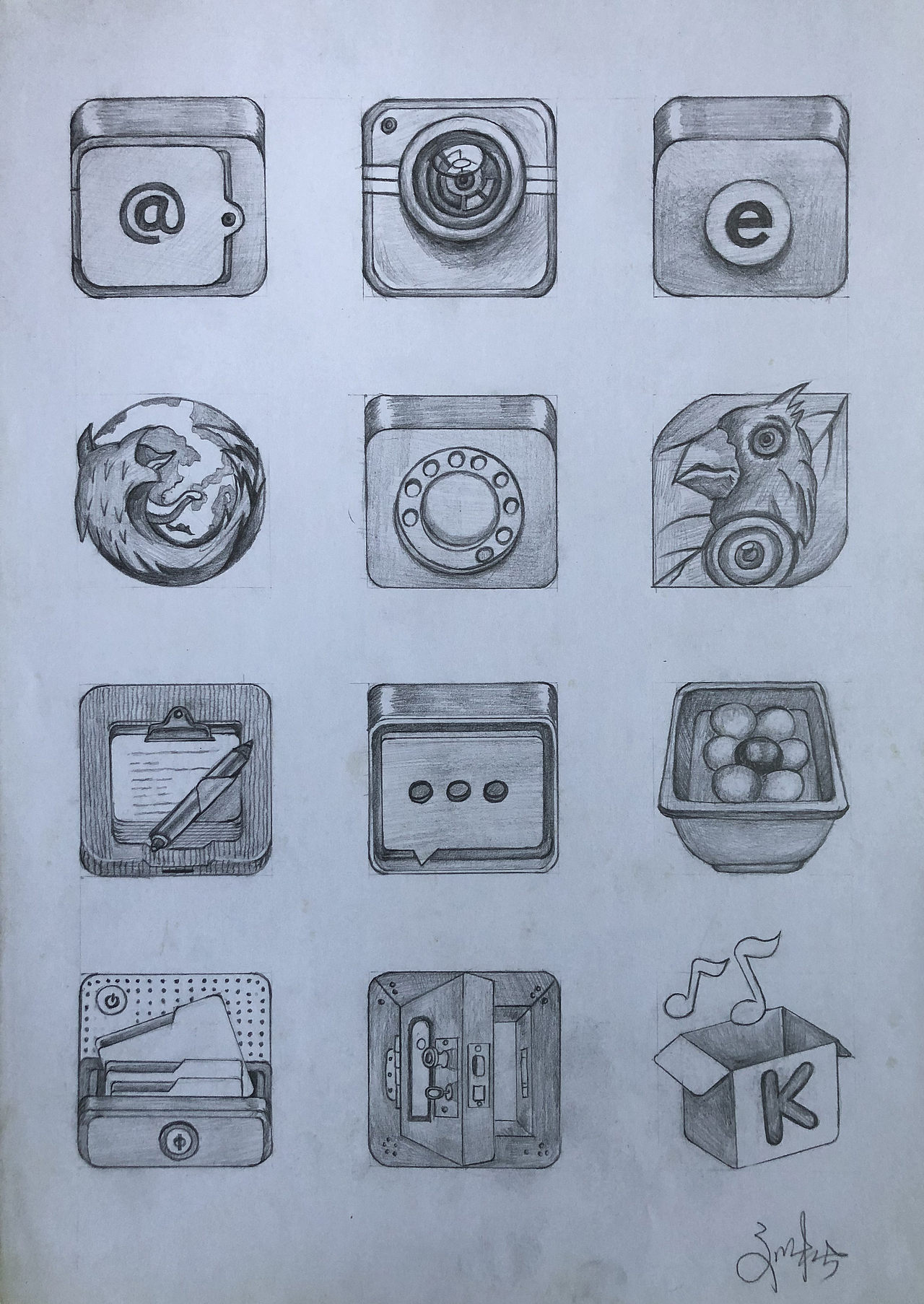 铅笔稿手绘创意小图标