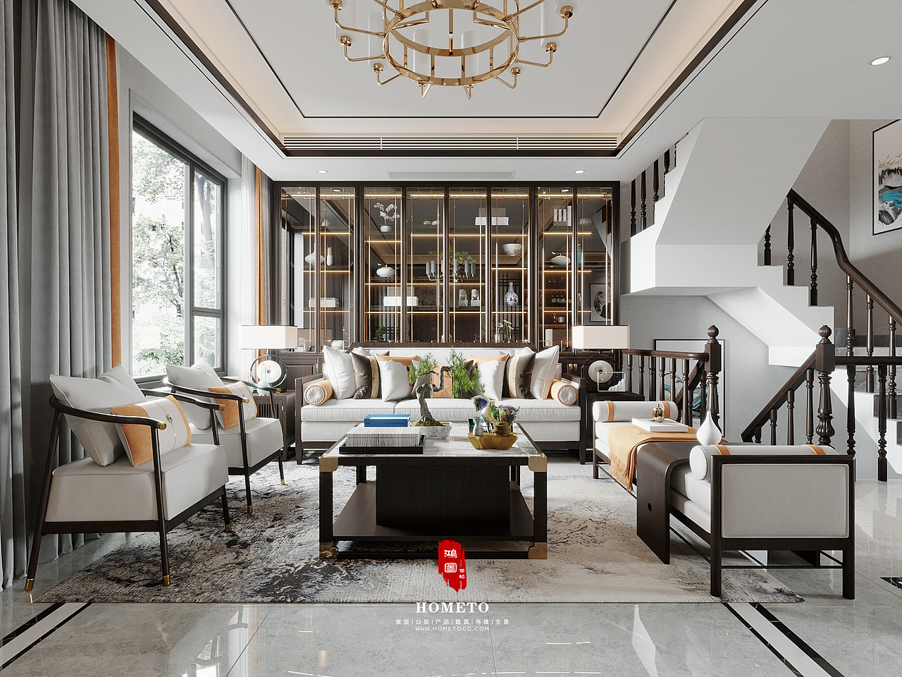 嘉定区 · 绿地天呈 - 客餐厅（图ZMjE4NjMyMDA4） - 家装设计 - 站酷设计师鸿图世纪原创素材 - 站酷ZCOOL