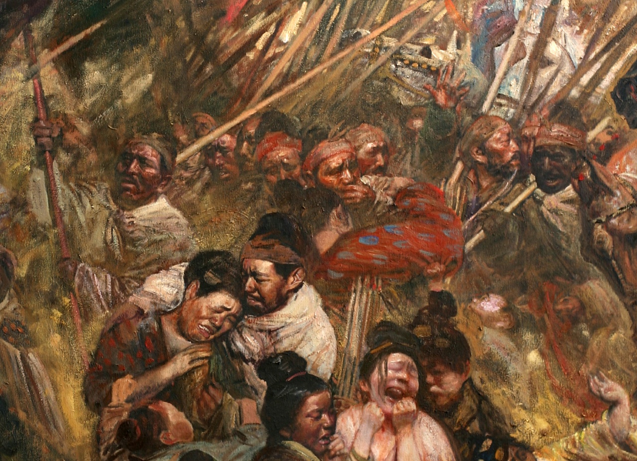 油画作品《兵车行》第一部分修改细节