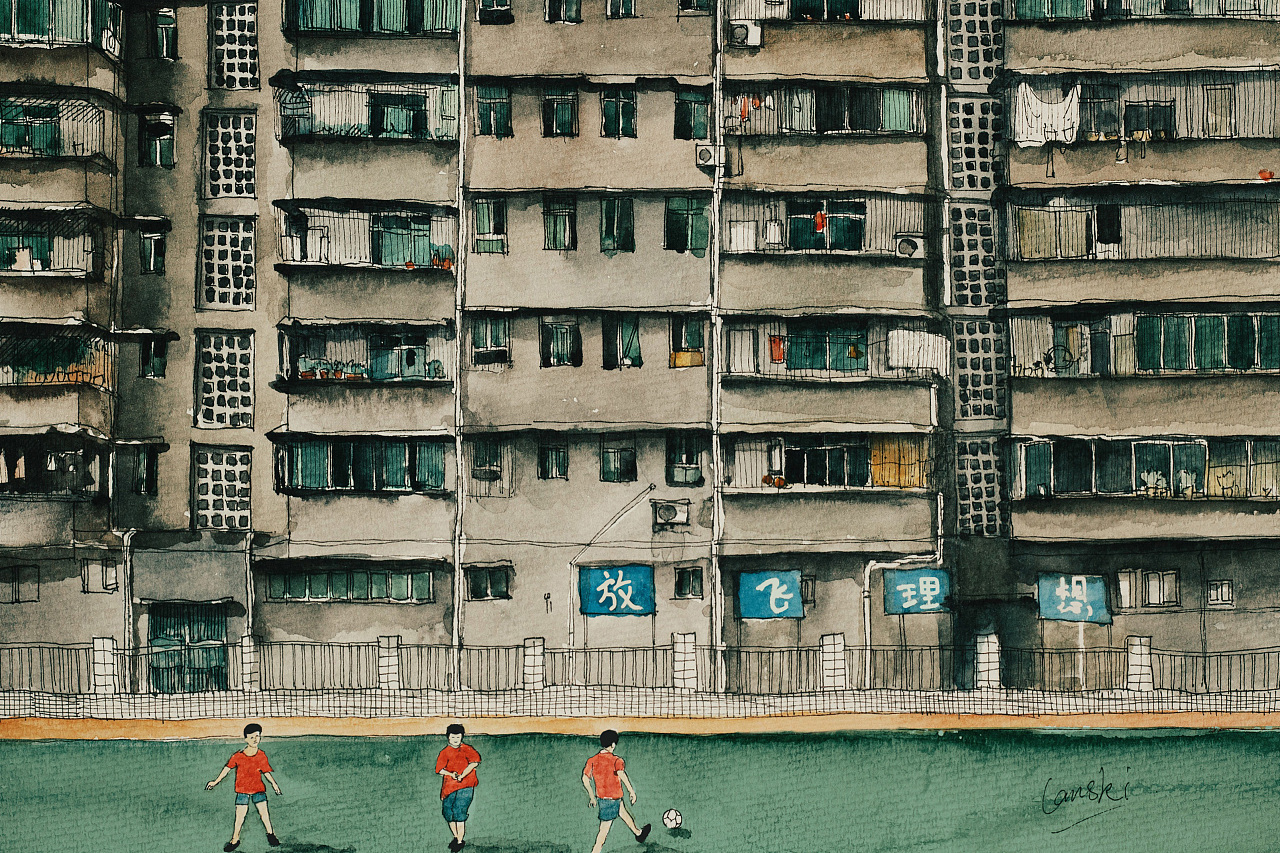 水彩手绘我的家乡-四川广汉