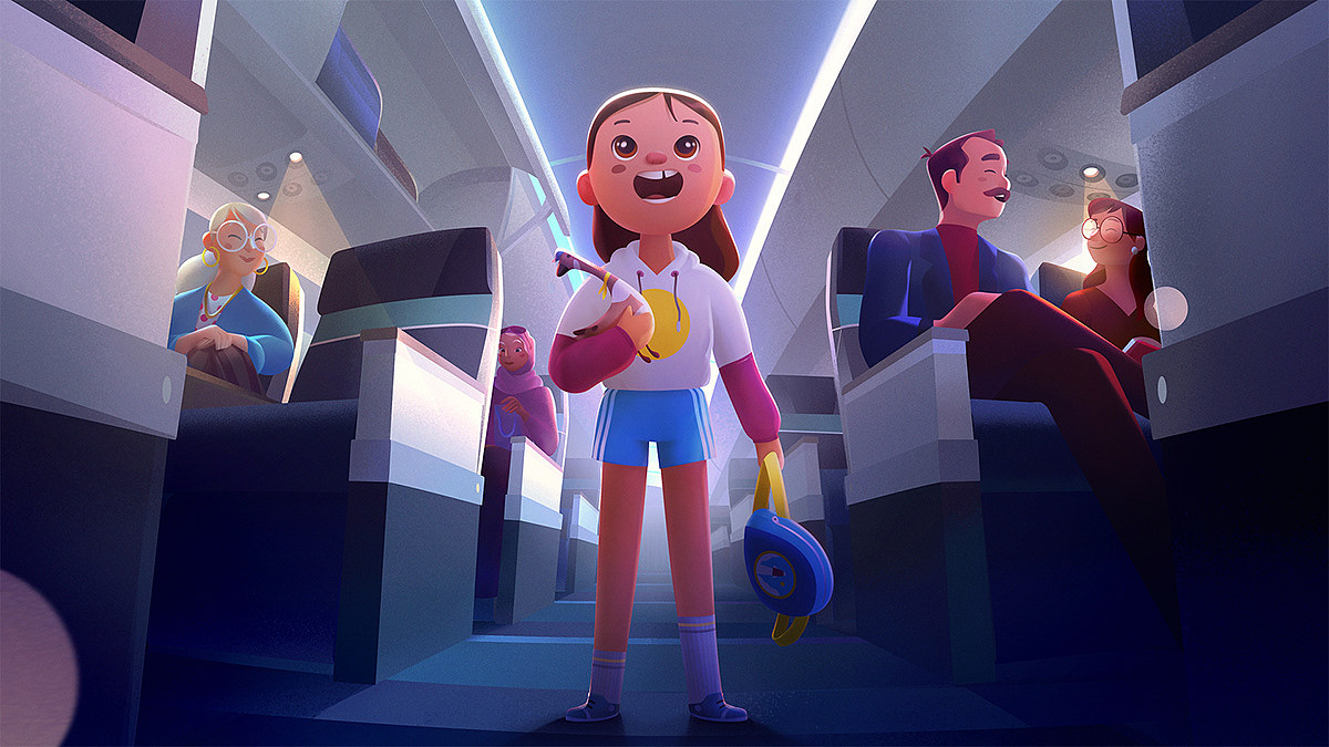 动画形式参考-人物与场景关系,画面风格参考:纯三维渲二维,圆润的风格