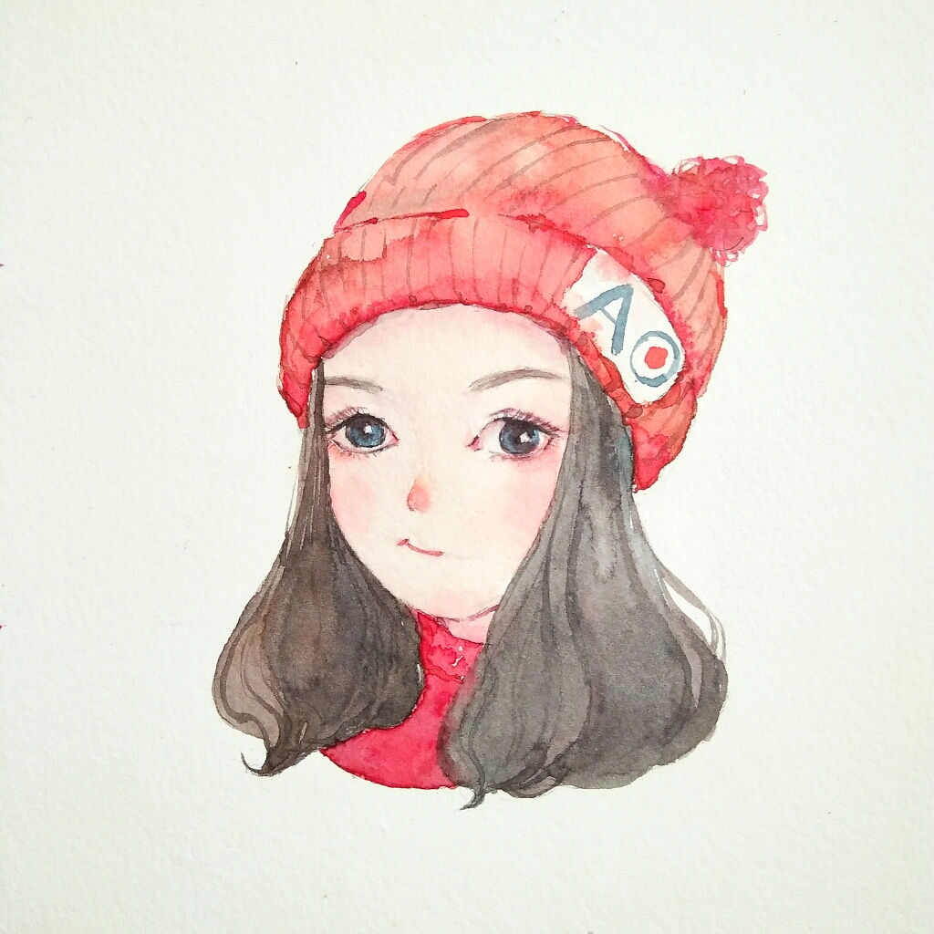 水彩卡通肖像过程