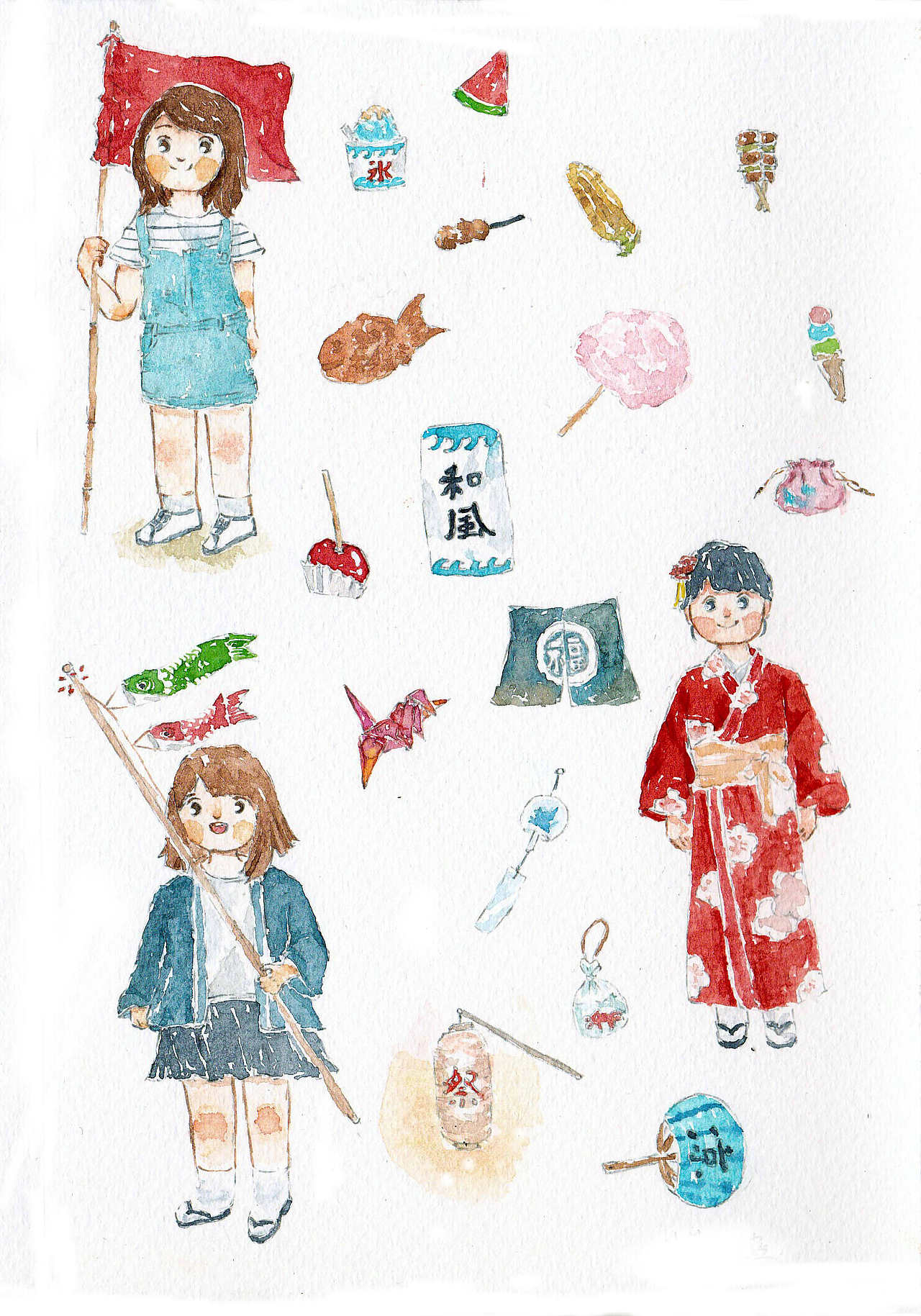 和风小物,手帐贴纸