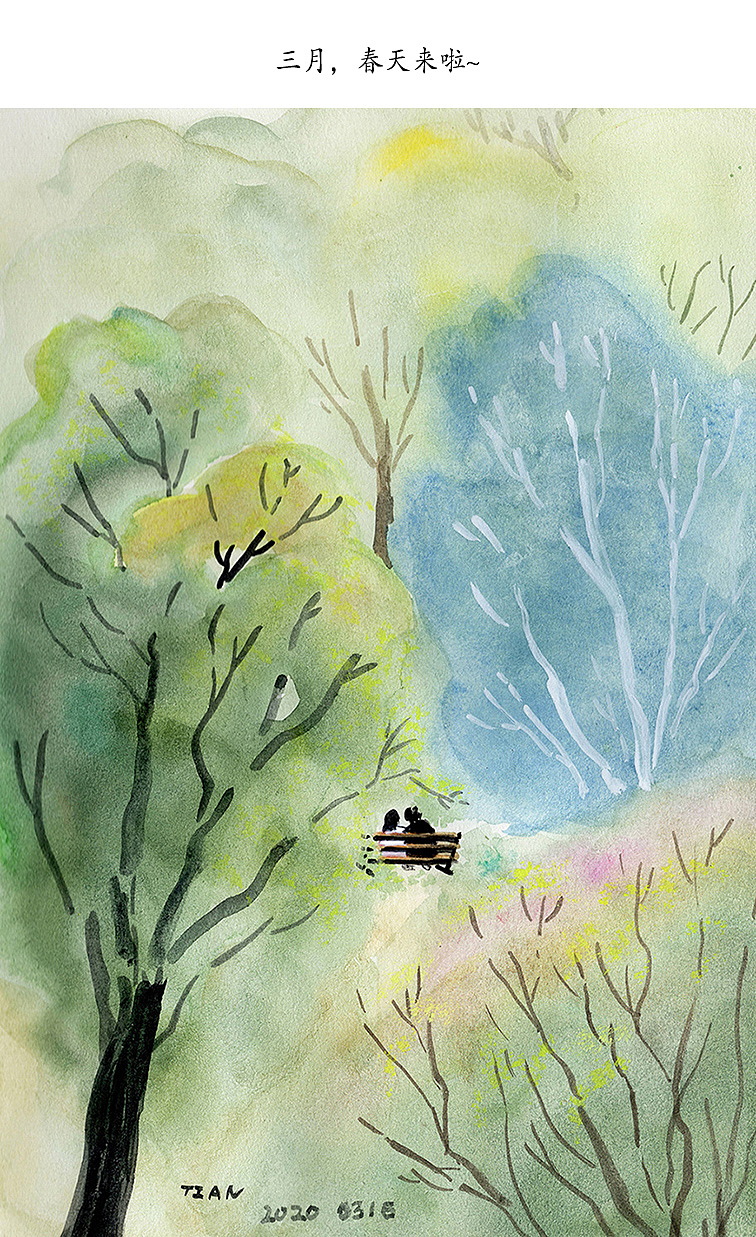 三月的小画，过春天。（图ZMjAzNDQwMzY0） - 创作习作 - 站酷设计师甲田由原创素材 - 站酷ZCOOL