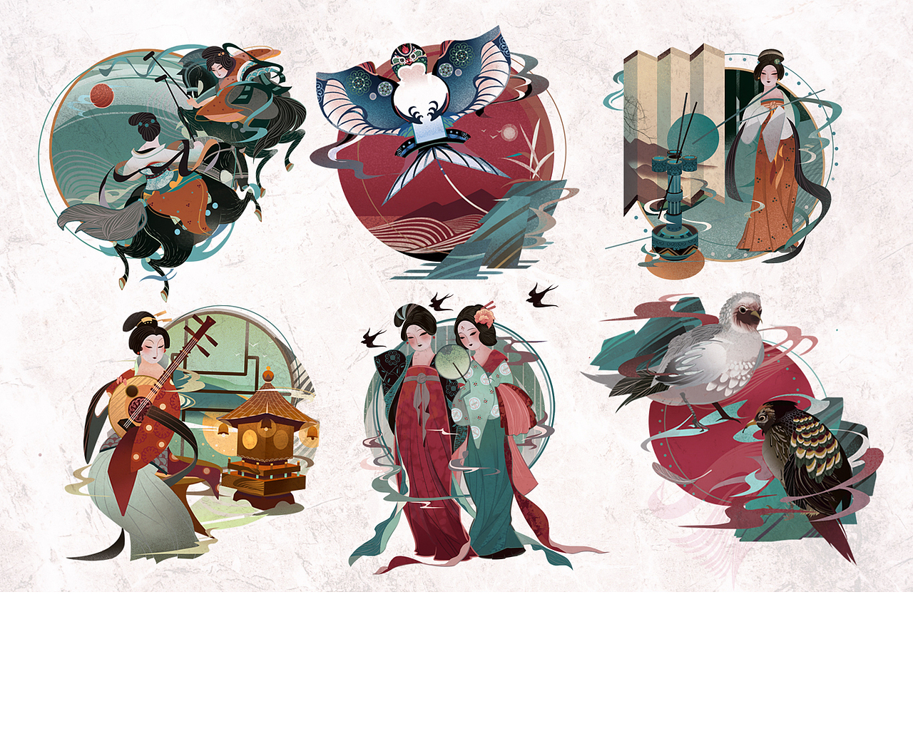 一组创作 《唐之秀》（图ZMTE5NzEwODUy） - 商业插画 - 站酷设计师电子包浆原创素材 - 站酷ZCOOL