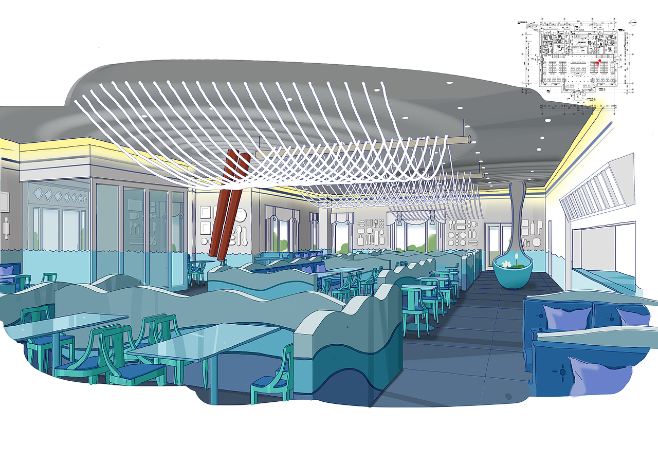 餐厅手绘练习（图ZNjk4OTY2NzI=） - 家装设计 - 站酷设计师月bing原创素材 - 站酷ZCOOL