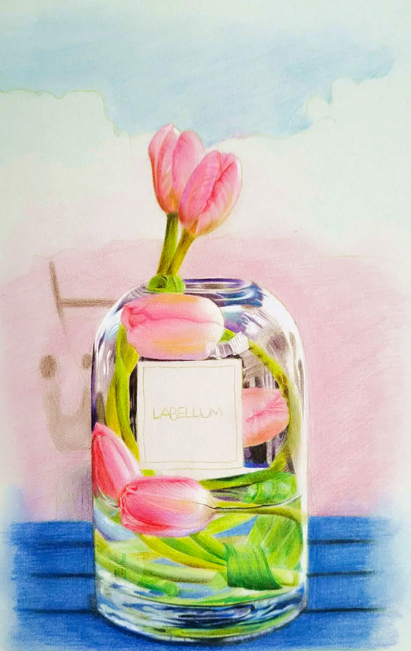 色粉加彩铅，花瓶|纯艺术|绘画|薄荷绿丶 - 原创作品 - 站酷 (ZCOOL)