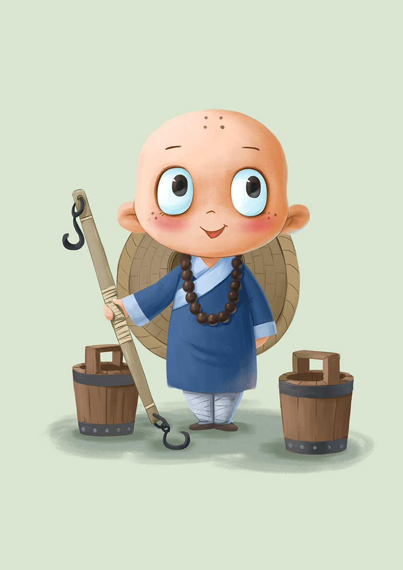 挑水小和尚|插画|儿童插画|千叶一眸 - 原创作品 - 站酷 (zcool)