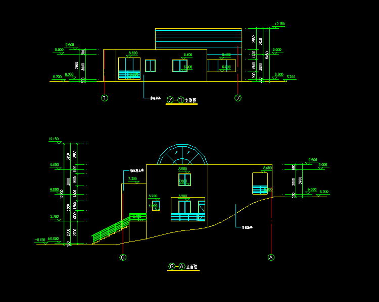室内带游泳池的别墅设计CAD施工图方案