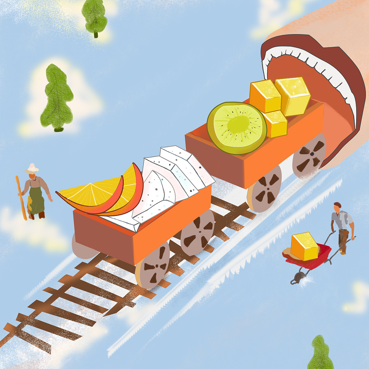 创意小人国插画手绘