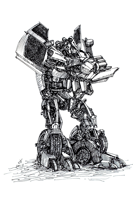 oy逆向钢笔画变形金刚刹车