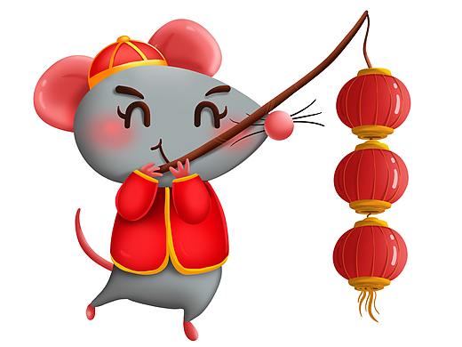 手绘2020新年卡通小老鼠表情包