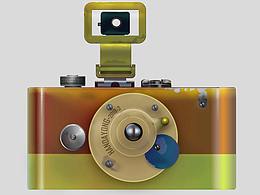 AI作品：复古黄金相机
