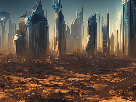 #AI创作实验室#沙漠中的未来城市
