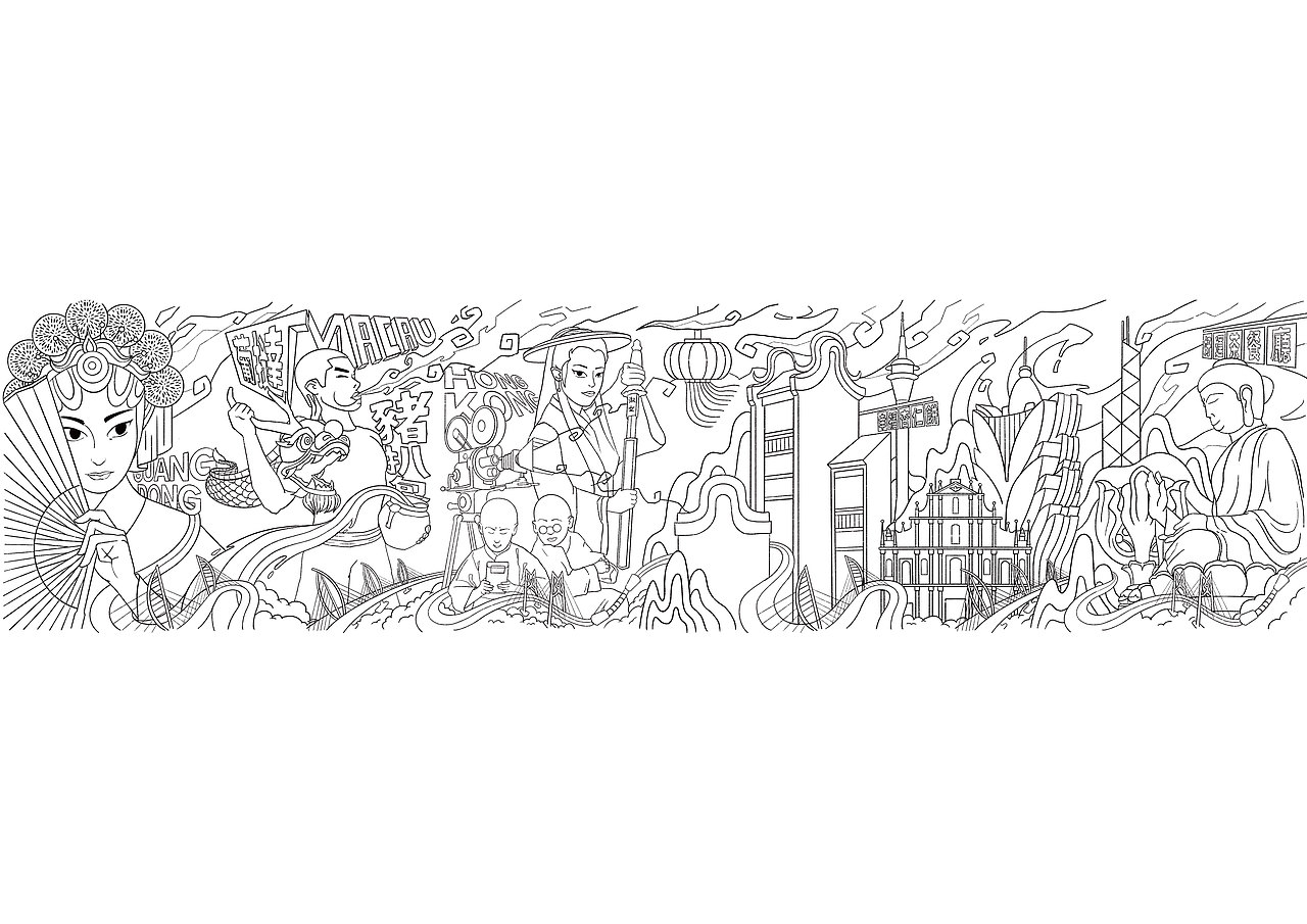 粤港澳大湾区文创比赛-插画明信片