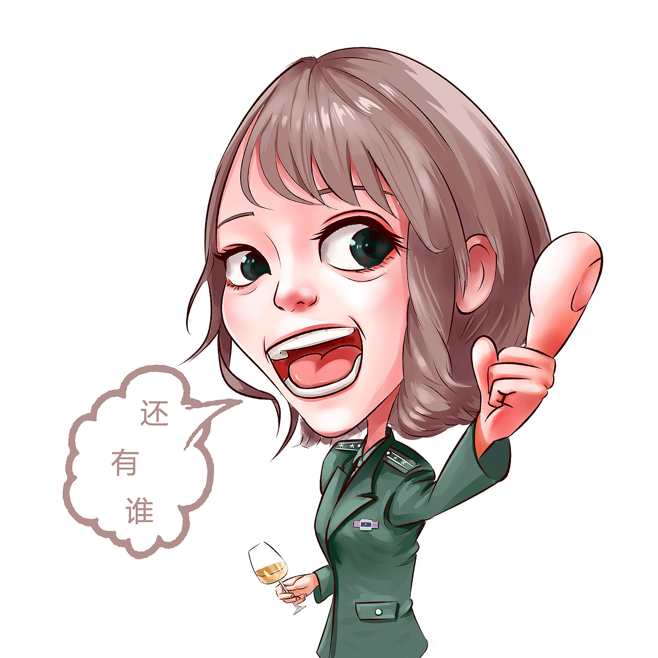给警花设计的Q版夸张肖像漫画
