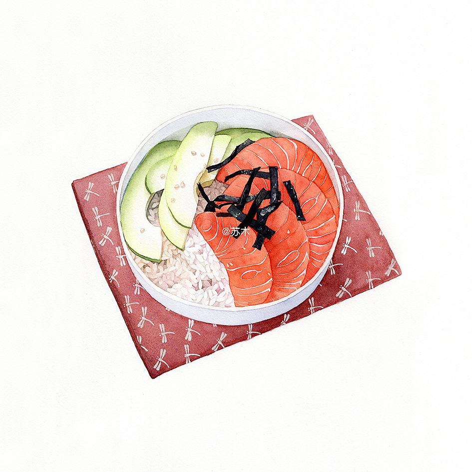 水彩和风美食（图ZNjg0MzA0MzY=） - 商业插画 - 站酷设计师苏木_Summer原创素材 - 站酷ZCOOL