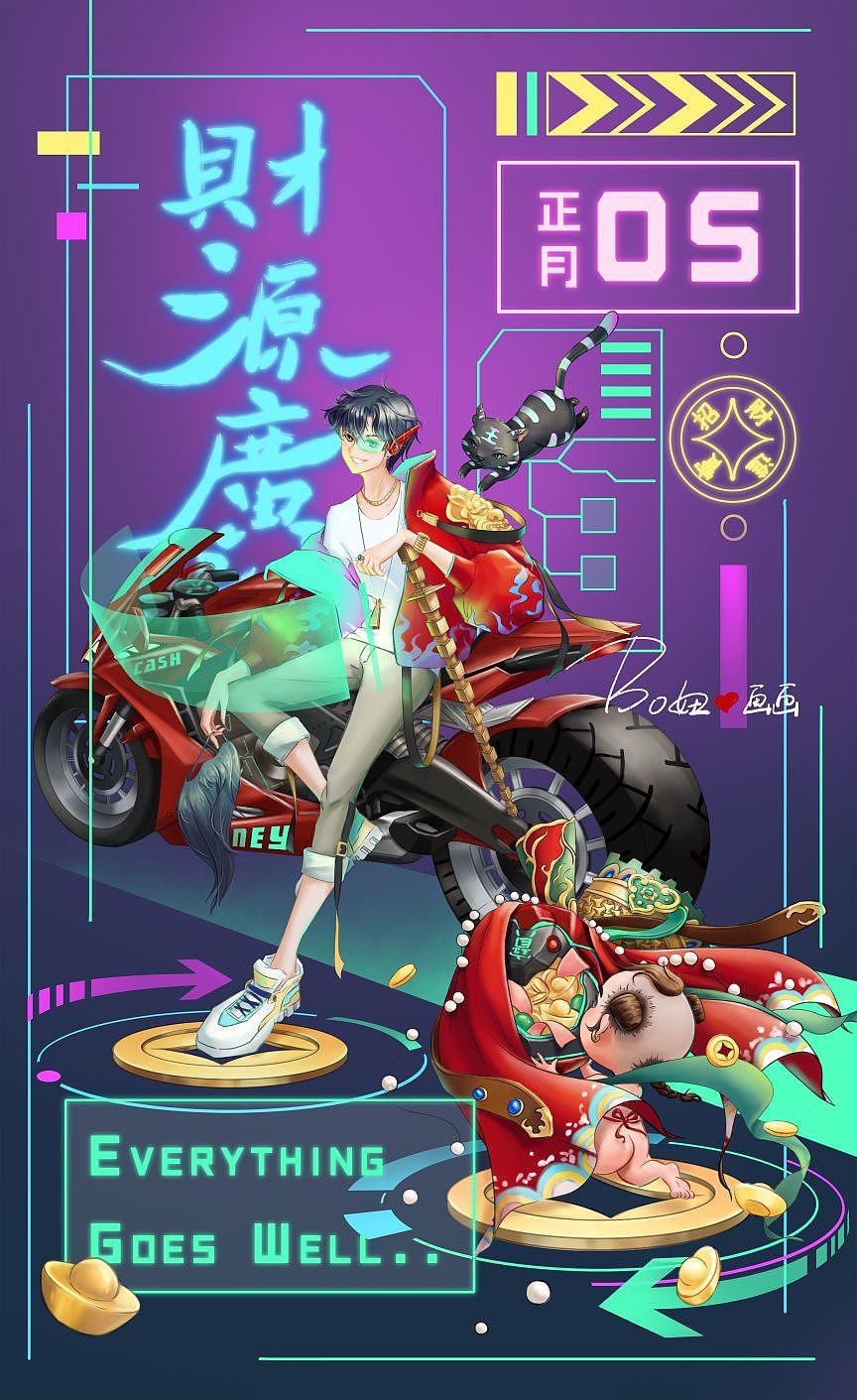 财神—赵公明（图ZMzE3MzgzMDE2） - 商业插画 - 站酷设计师波妞爱画画原创素材 - 站酷ZCOOL