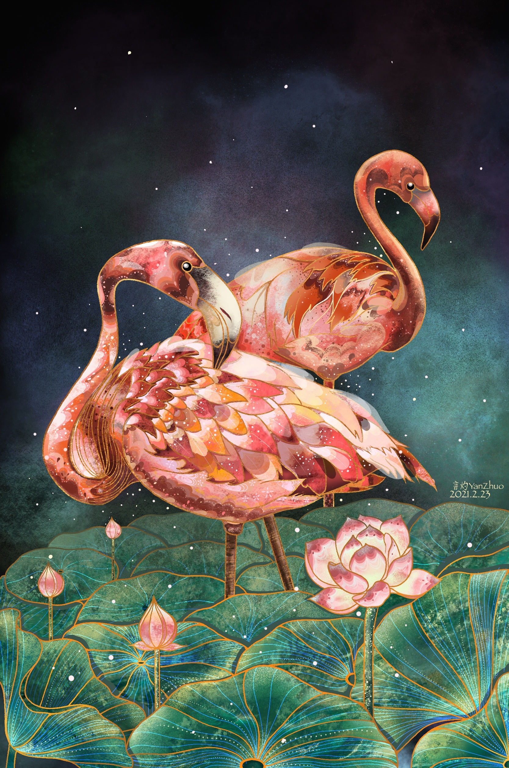 火烈鸟|插画|商业插画|言灼 - 原创作品 - 站酷 (zcool)