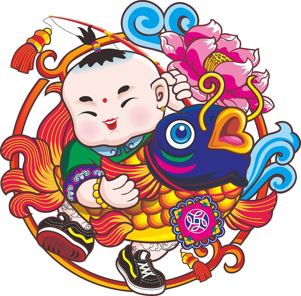 年画娃娃卡通形像邮票设计