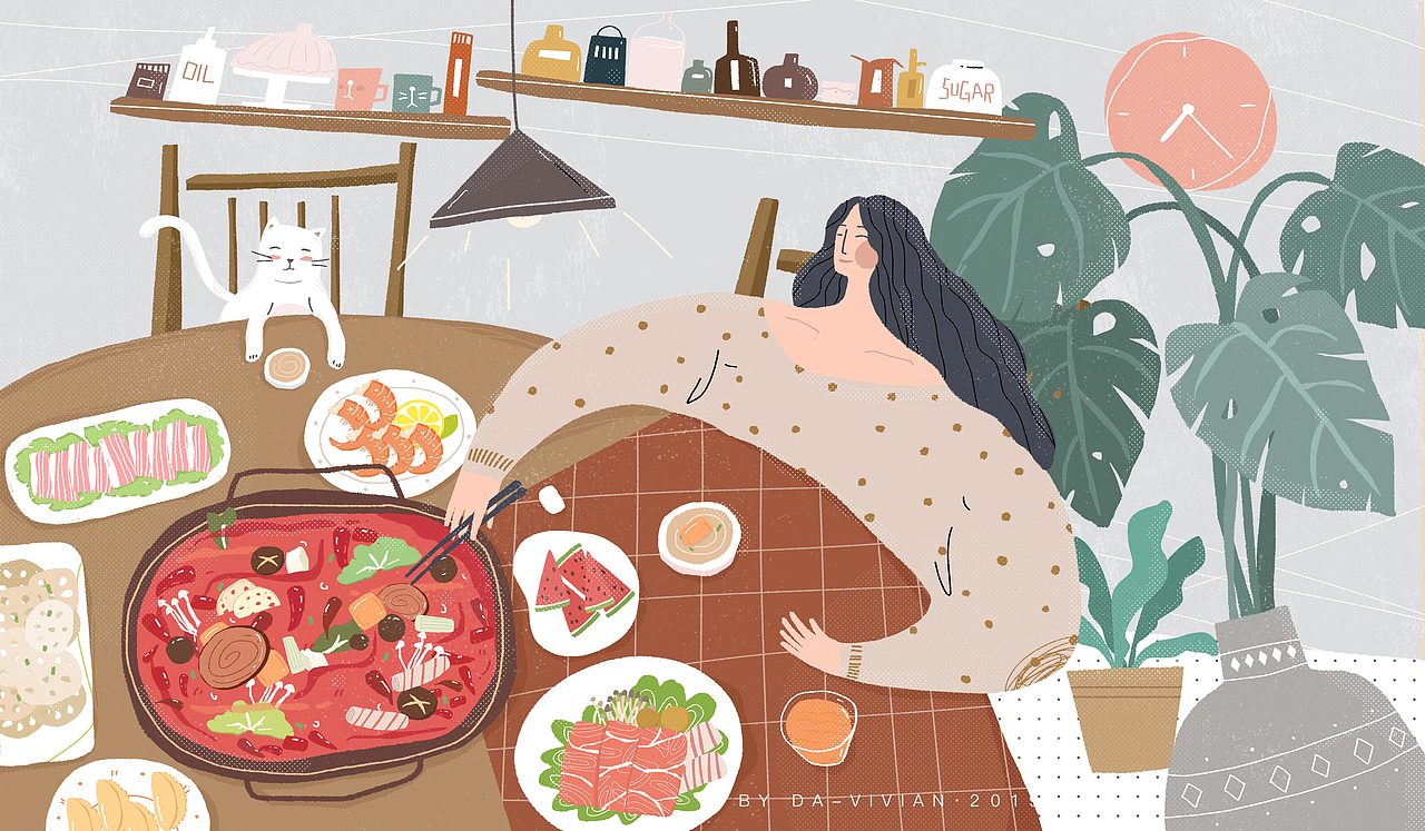 一人一猫 生活插画（图ZMTkyMTcxMDA4） - 商业插画 - 站酷设计师番茄猫vivi原创素材 - 站酷ZCOOL