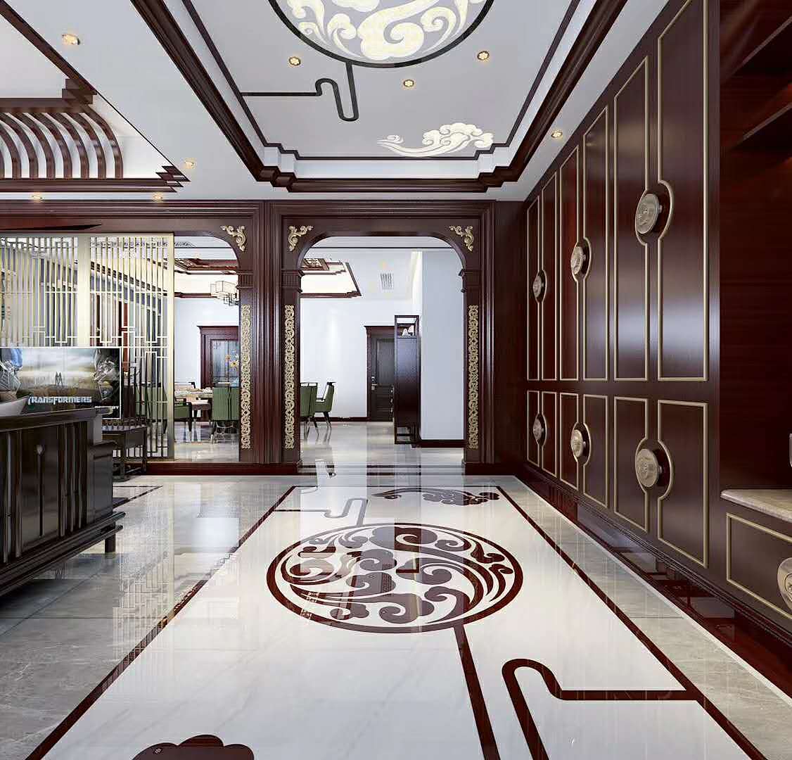 新中式客厅餐厅书房娱乐室（图ZMjAzODg4NjQw） - 家装设计 - 站酷设计师室内设计表现媛原创素材 - 站酷ZCOOL