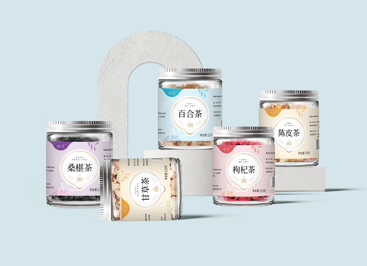 木槿花设计|养生茶系列标签设计|平面|包装|木槿花设计 - 原创作品