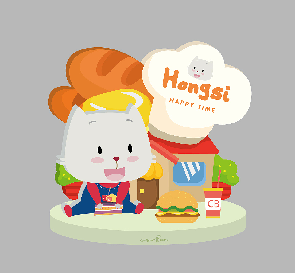 央视连播动画云彩面包商业主题美陈展