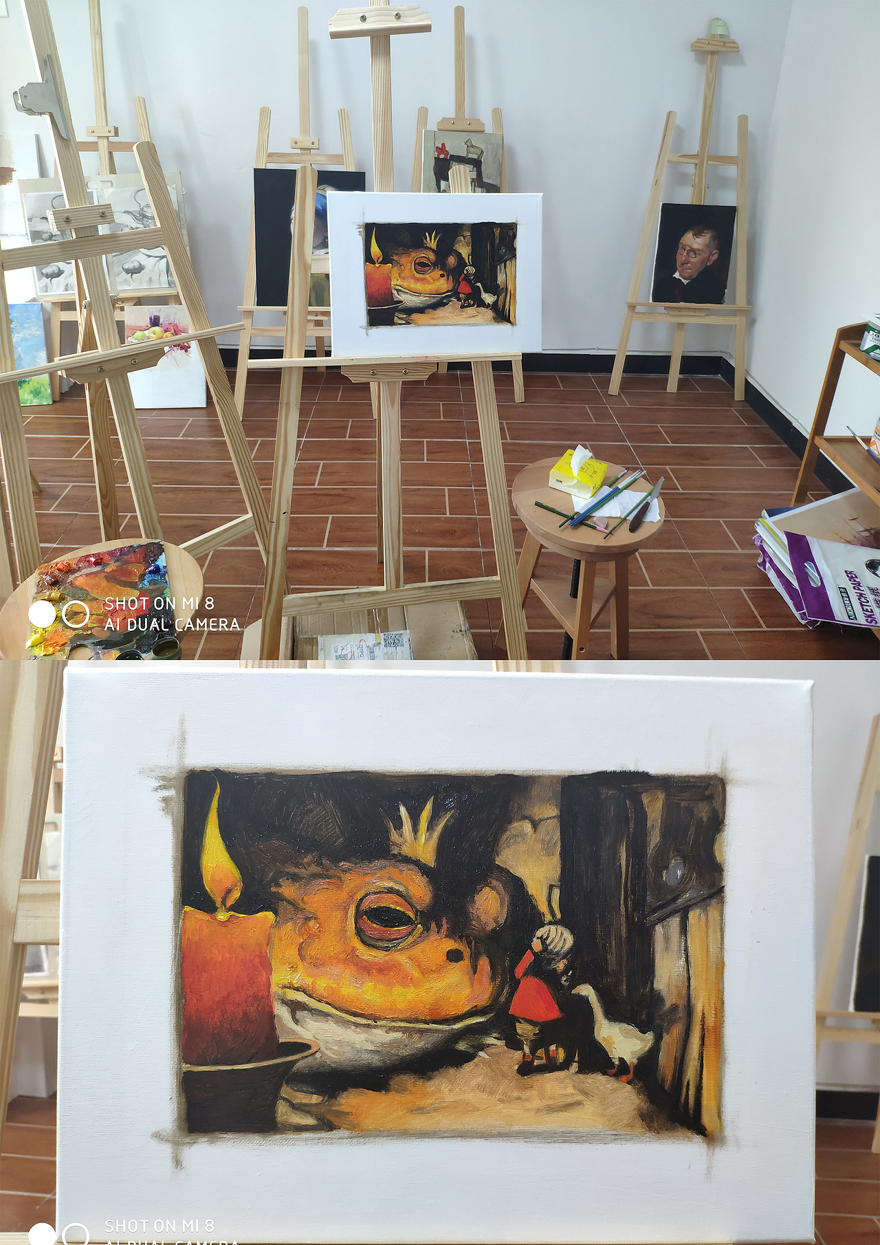 用油画临摹插画