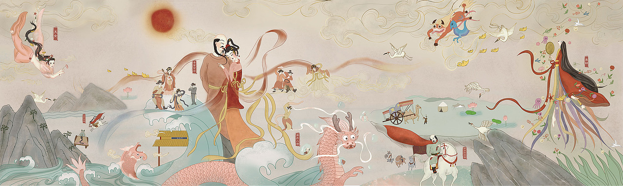 契丹祖源神话故事插画设计