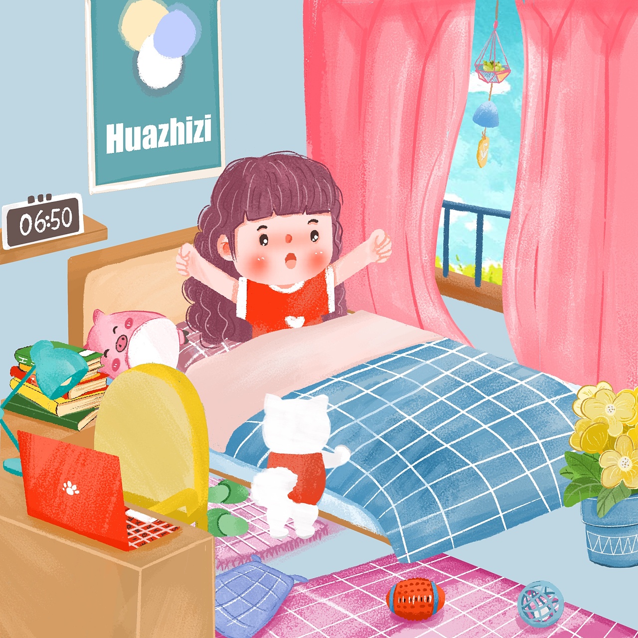 花栀子插画:在闹钟响之前起床 这是件很美好的事情|插画|创作习作|花