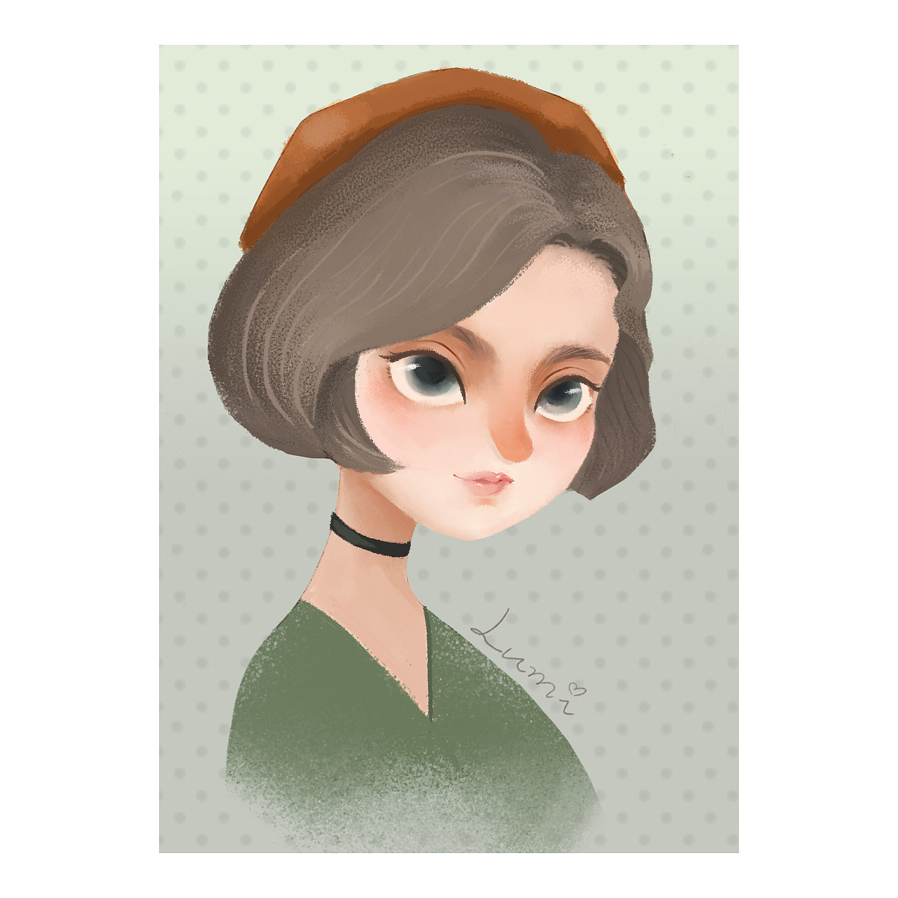 手绘头像半身文艺小清新插画戴帽子可爱姑娘（图ZMTM4ODY3OTI4） - 商业插画 - 站酷设计师鲁米酱原创素材 - 站酷ZCOOL