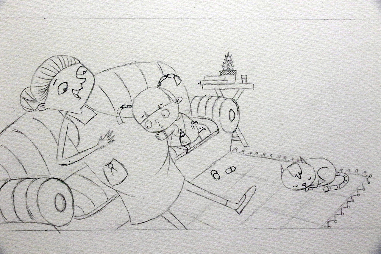 水彩儿童插画绘本内页绘制过程