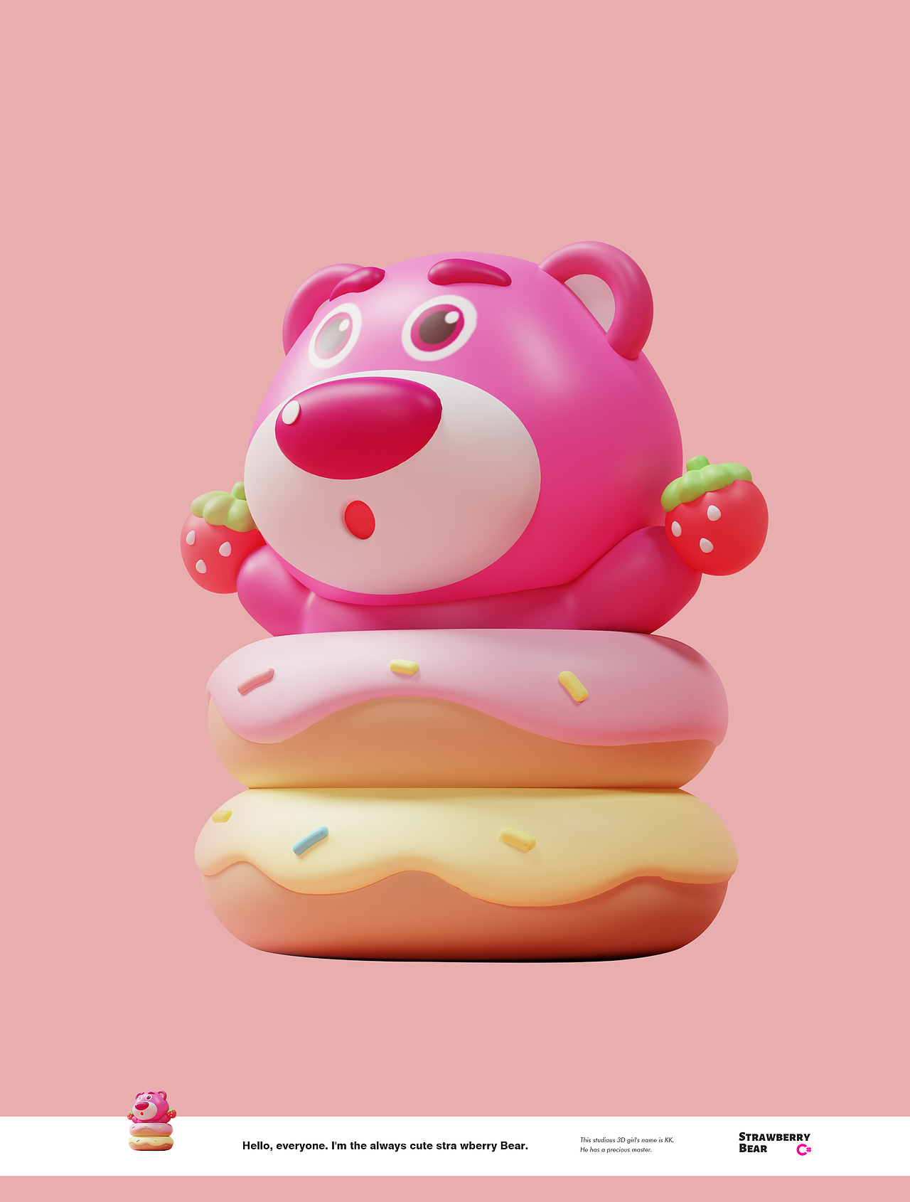 Strawberry Bear-建模-渲染-IP衍生品设计接单中ING