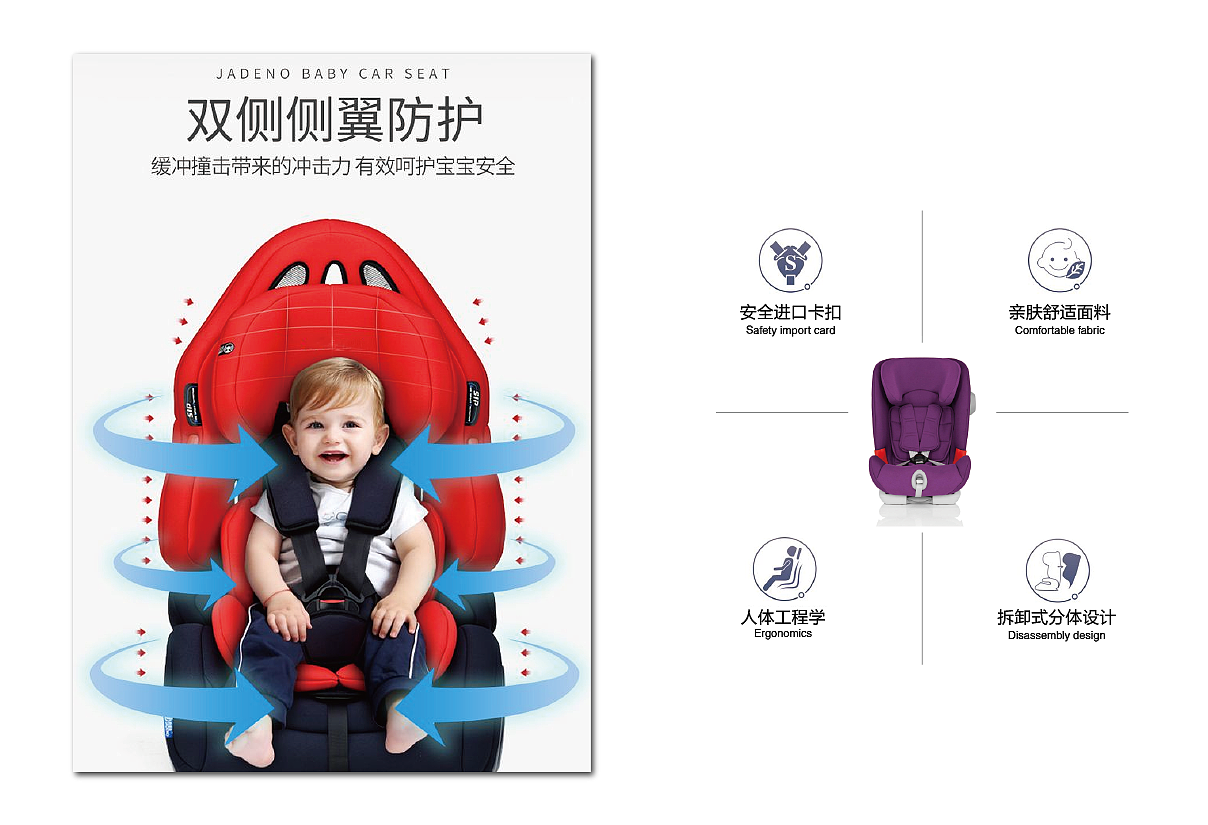 可爱的宝宝在汽车里坐着儿童安全座椅-蓝牛仔影像-中国原创广告影像素材