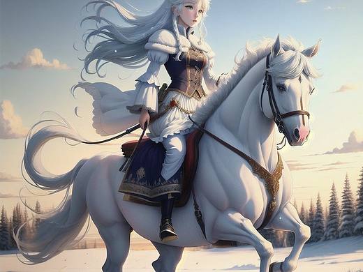 骑着白马追赶的冰雪公主