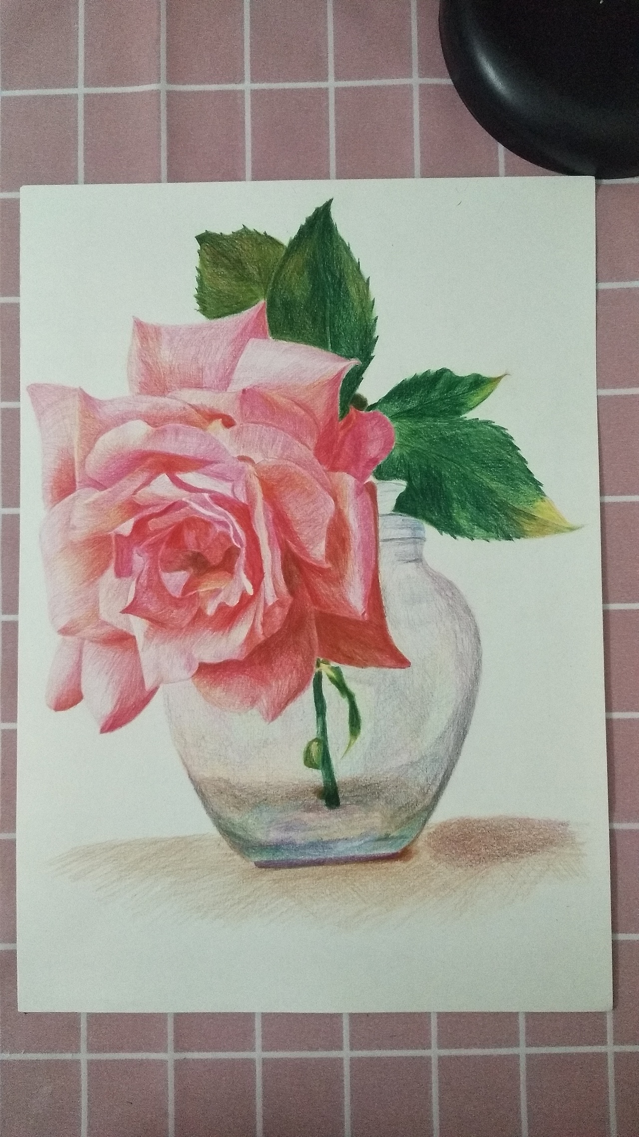 花瓶和花的画初中图片
