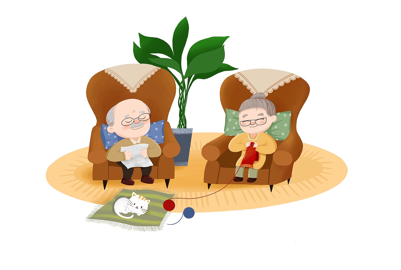 儿童插画—爷爷奶奶的爱情