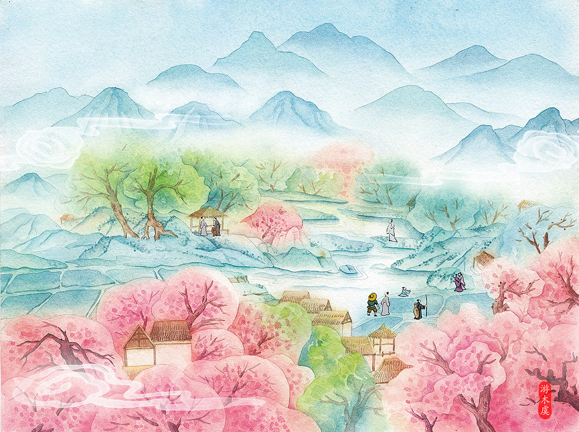 桃花源记|插画|商业插画|游木虞_原创作品-站酷zcool