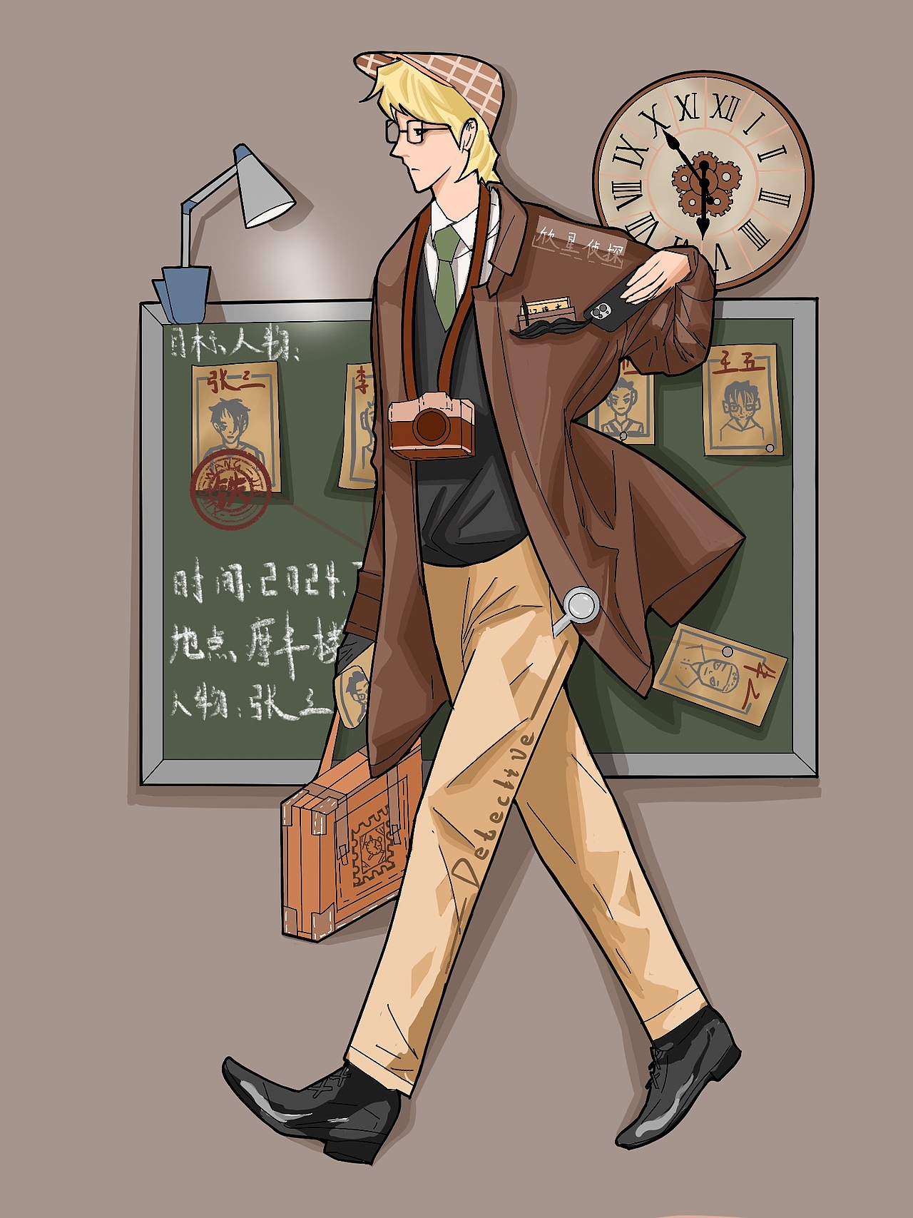 侦探主题插画