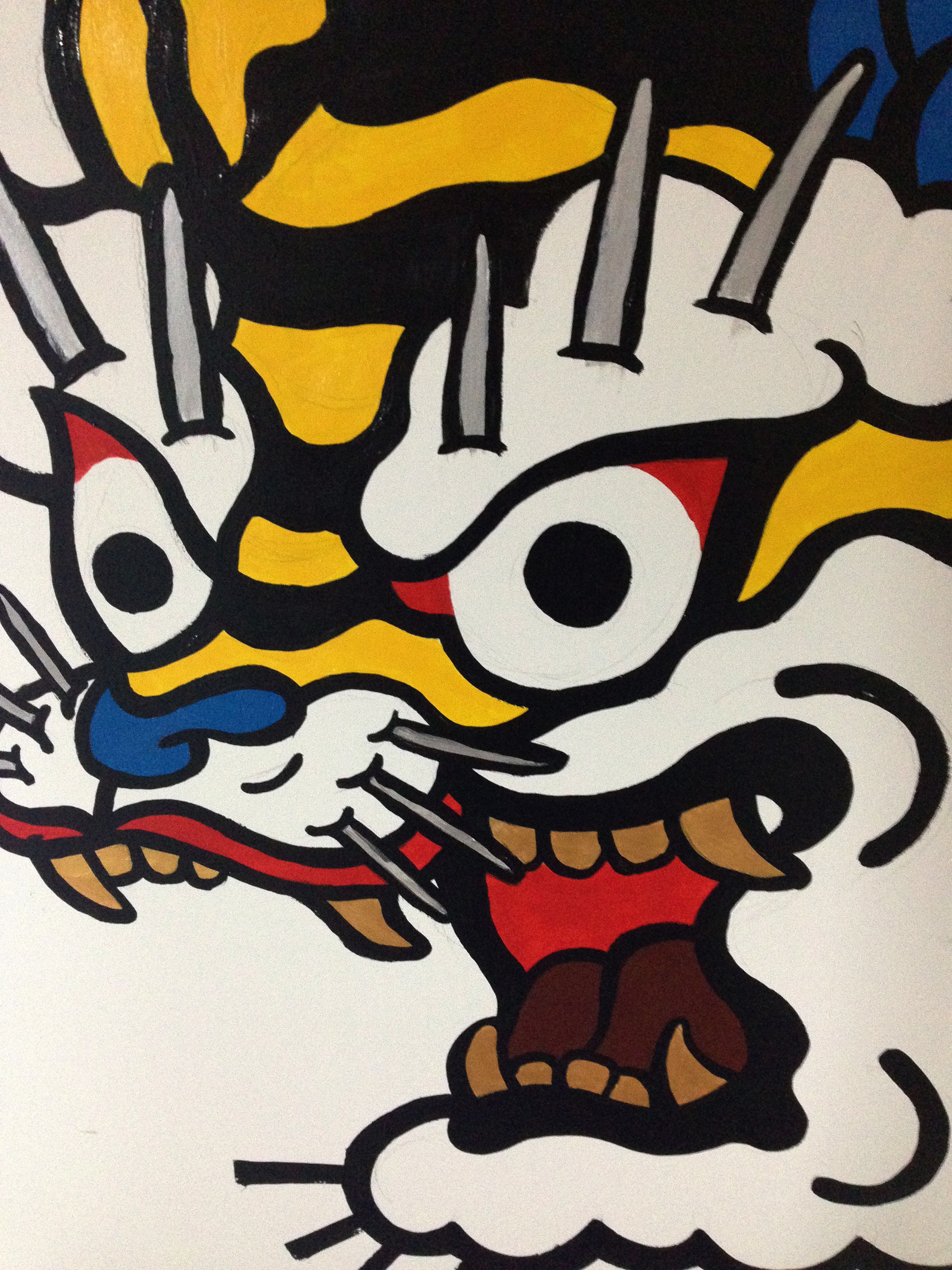 丙烯手绘涂鸦墙 日式大虎头