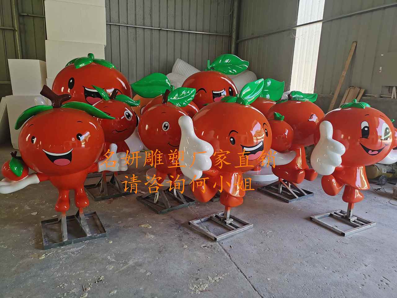 采摘季节江西出蜜桔,惠州厂家出玻璃钢橘子公仔雕塑