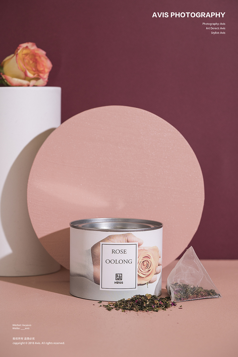 电商美食摄影|hugs玫瑰乌龙三角茶包